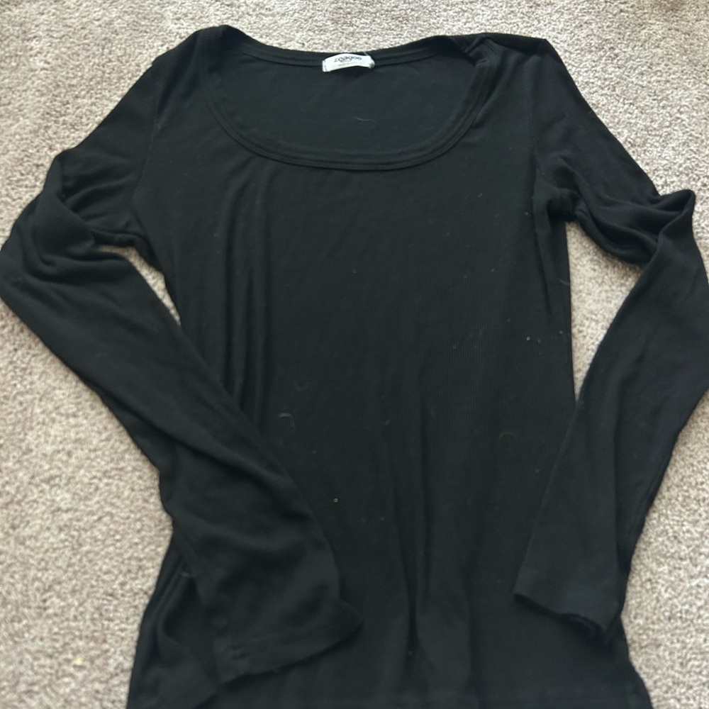 ❌sold❌ New Womens Zeagoo Black Long Sleeve Top Rib Knit Round Neck